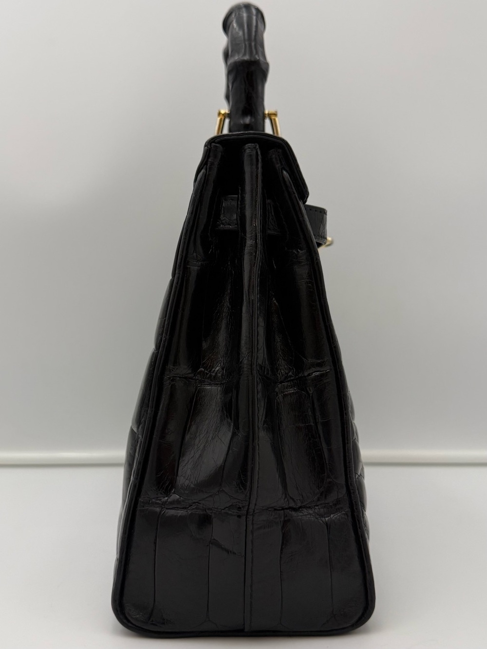 🐊COLOMBO 1937 MILANO • Black Exotic CROCODILE 32 Top-Handle Bag • Made in ITALY - Picture 7 of 16